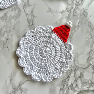 Christmas Edition Crochet Coaster - Handmade 100percent Cotton Holiday Decor - image5